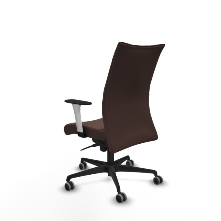 Albacete confidente sincro similpiel marrón oscuro brazos 1D blancos base nailon ruedas 65mm engomadas