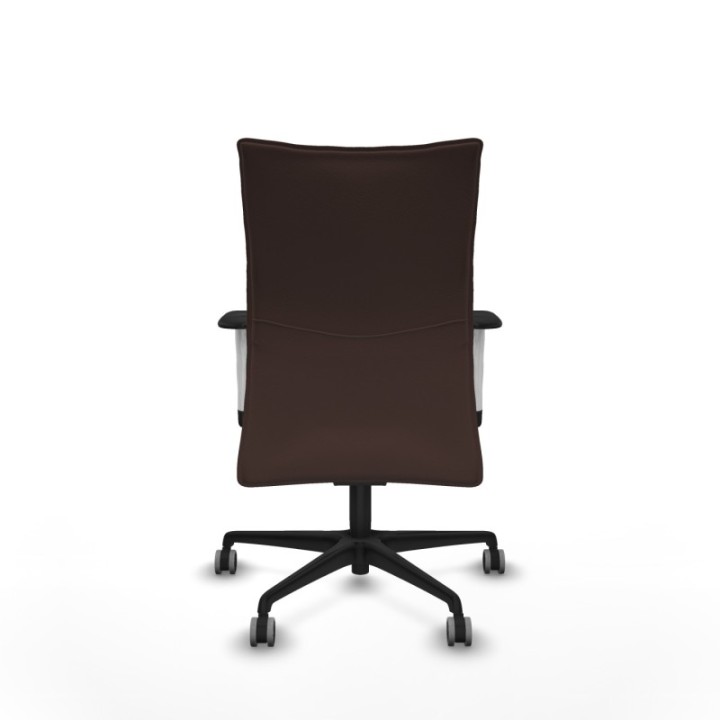 Albacete confidente sincro similpiel marrón oscuro brazos 1D blancos base nailon ruedas 65mm engomadas