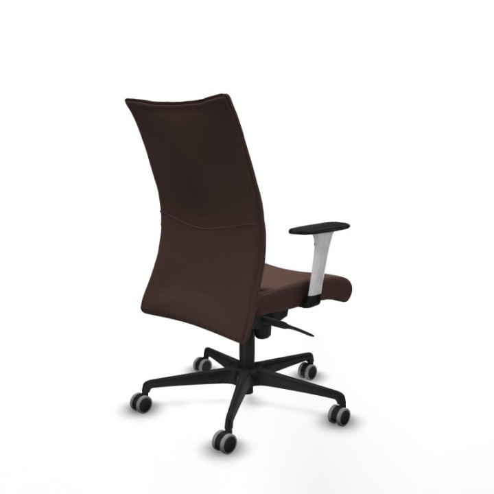 Albacete confidente sincro similpiel marrón oscuro brazos 1D blancos base nailon ruedas 65mm engomadas