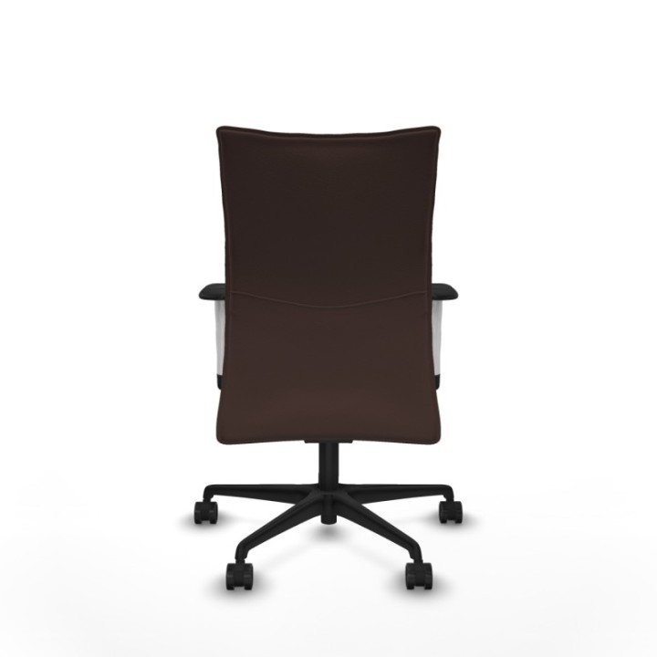 Albacete confidente sincro similpiel marrón oscuro brazos 1D blancos base nailon ruedas 65 mm nailon