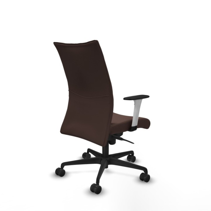 Albacete confidente sincro similpiel marrón oscuro brazos 1D blancos base nailon ruedas 65 mm nailon