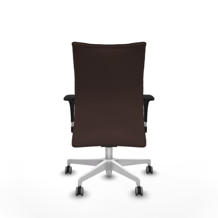 Albacete confidente sincro similpiel marrón oscuro brazos 1D base blanca ruedas 65mm engomadas