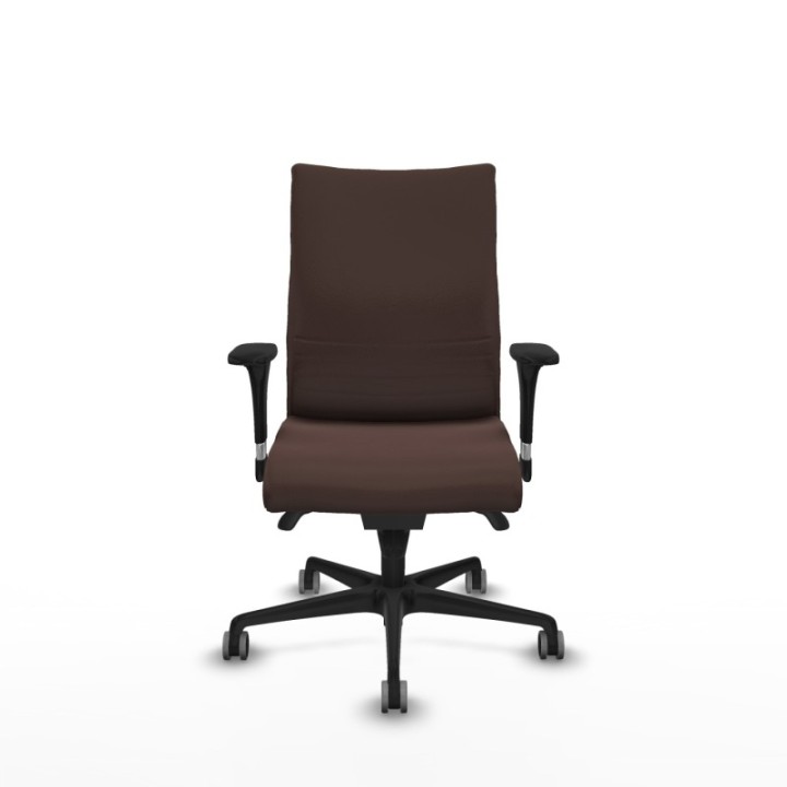 Albacete confidente sincro similpiel marrón oscuro brazos 1D base nailon ruedas 65mm engomadas