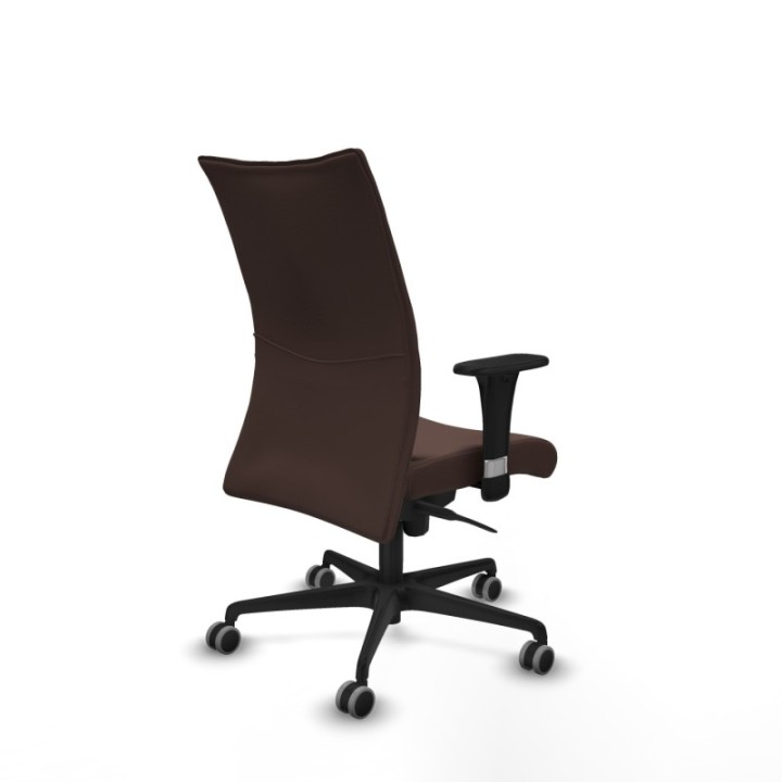 Albacete confidente sincro similpiel marrón oscuro brazos 1D base nailon ruedas 65mm engomadas