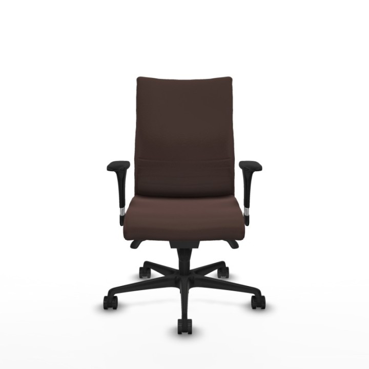 Albacete confidente sincro similpiel marrón oscuro brazos 1D base nailon ruedas 65 mm nailon