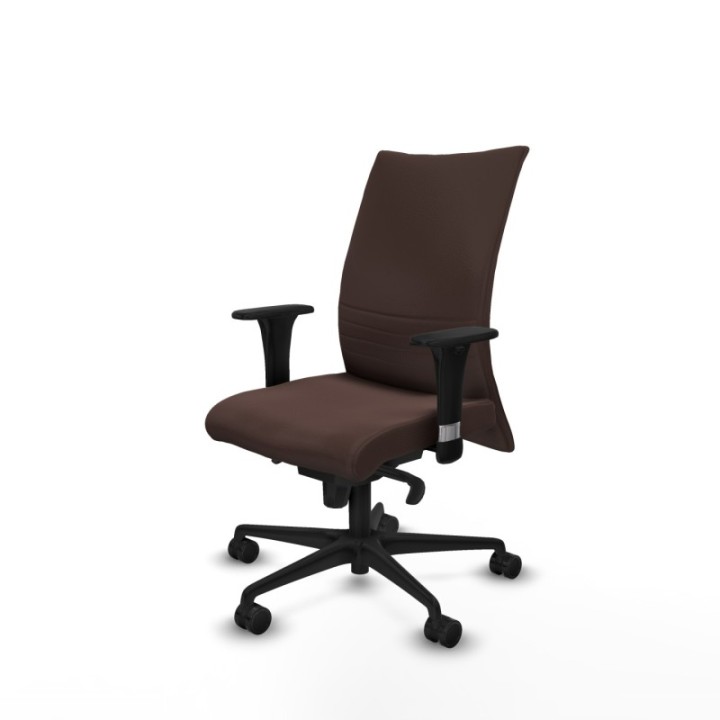 Albacete confidente sincro similpiel marrón oscuro brazos 1D base nailon ruedas 65 mm nailon