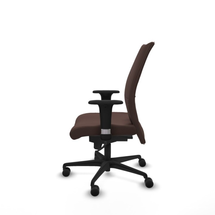 Albacete confidente sincro similpiel marrón oscuro brazos 1D base nailon ruedas 65 mm nailon