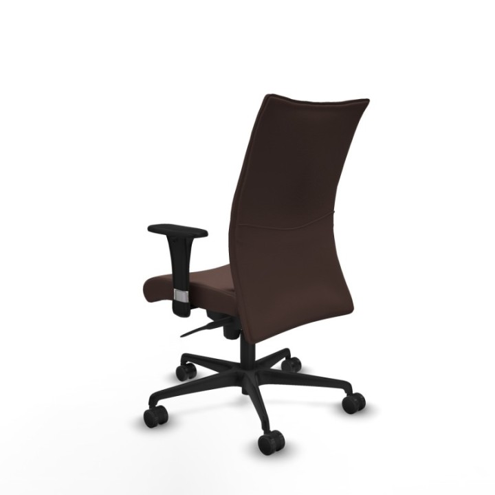 Albacete confidente sincro similpiel marrón oscuro brazos 1D base nailon ruedas 65 mm nailon