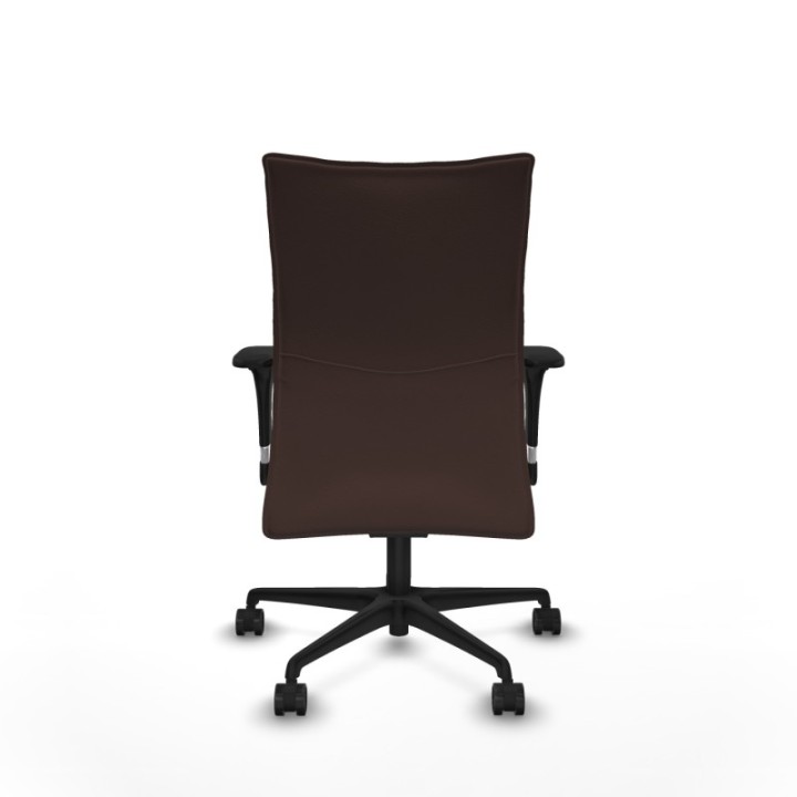 Albacete confidente sincro similpiel marrón oscuro brazos 1D base nailon ruedas 65 mm nailon