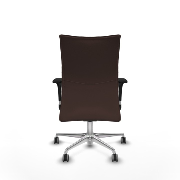 Albacete confidente sincro similpiel marrón oscuro brazos 1D base aluminio ruedas 65mm engomadas