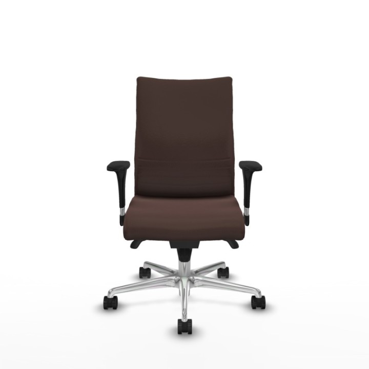 Albacete confidente sincro similpiel marrón oscuro brazos 1D base aluminio ruedas 65 mm nailon