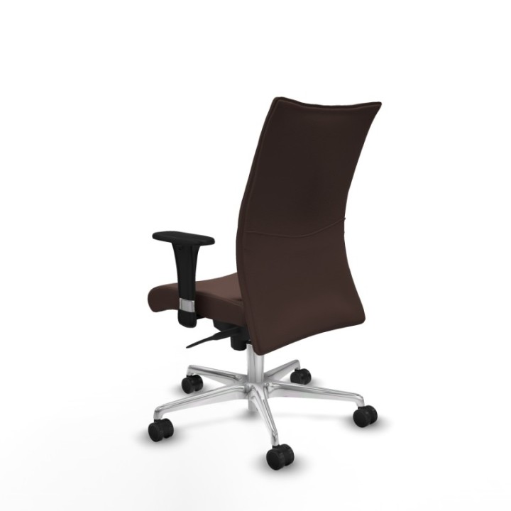 Albacete confidente sincro similpiel marrón oscuro brazos 1D base aluminio ruedas 65 mm nailon