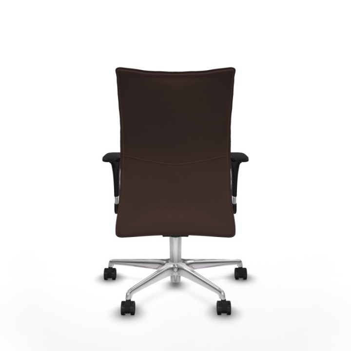 Albacete confidente sincro similpiel marrón oscuro brazos 1D base aluminio ruedas 65 mm nailon