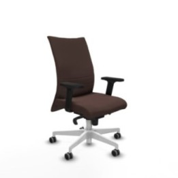 Albacete confidente sincro similpiel marrón oscuro brazos 2D base blanca ruedas 65mm engomadas