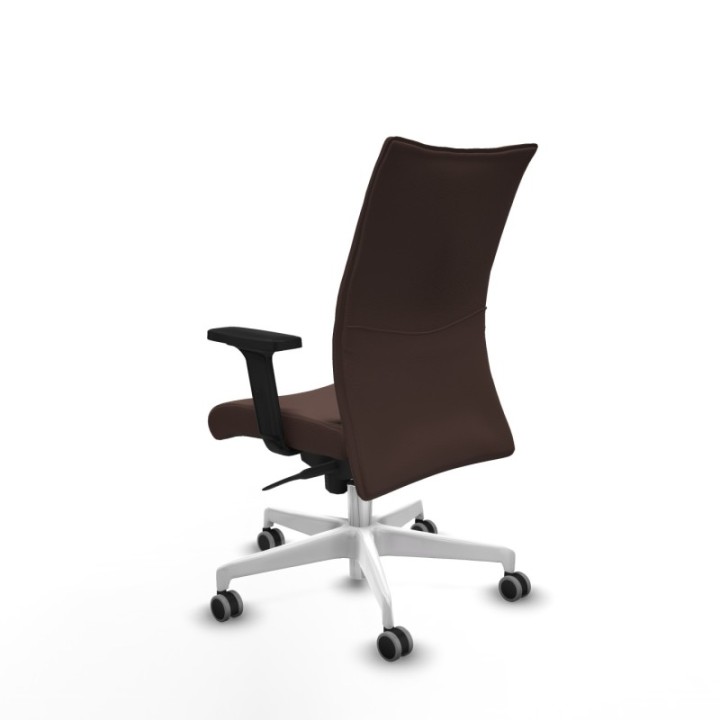 Albacete confidente sincro similpiel marrón oscuro brazos 2D base blanca ruedas 65mm engomadas