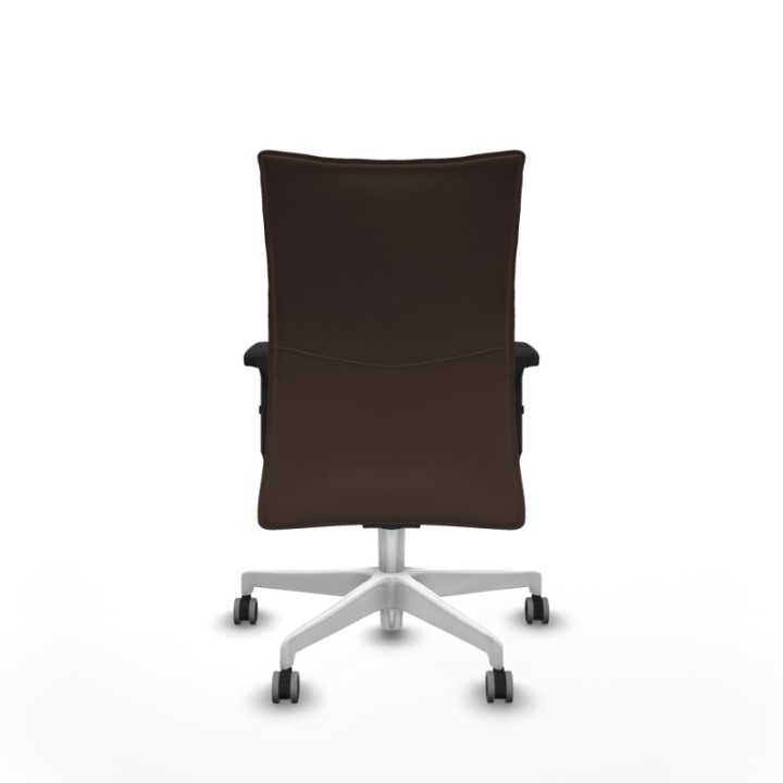 Albacete confidente sincro similpiel marrón oscuro brazos 2D base blanca ruedas 65mm engomadas