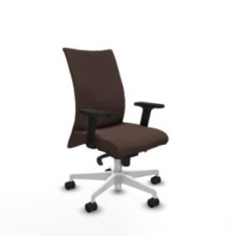 Albacete confidente sincro similpiel marrón oscuro brazos 2D base blanca ruedas 65 mm nailon