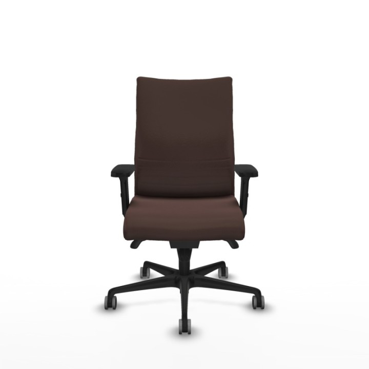 Albacete confidente sincro similpiel marrón oscuro brazos 2D base nailon ruedas 65mm engomadas