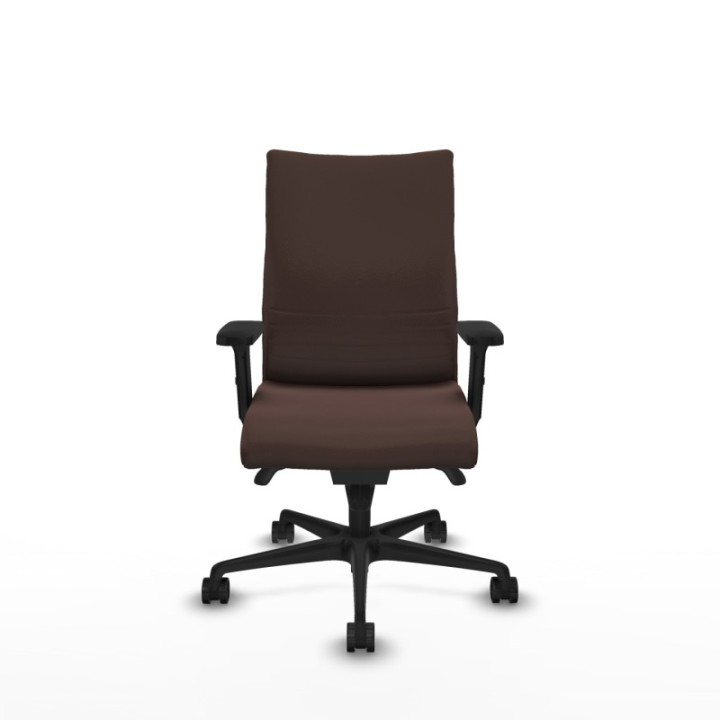 Albacete confidente sincro similpiel marrón oscuro brazos 2D base nailon ruedas 65 mm nailon