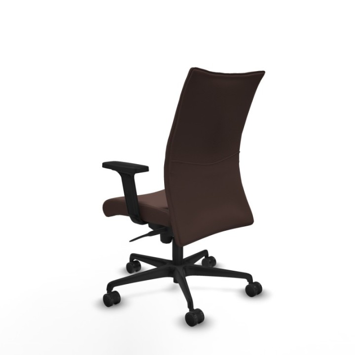 Albacete confidente sincro similpiel marrón oscuro brazos 2D base nailon ruedas 65 mm nailon