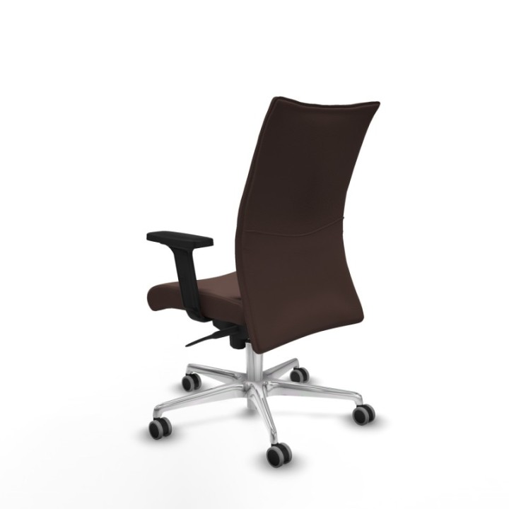 Albacete confidente sincro similpiel marrón oscuro brazos 2D base aluminio ruedas 65mm engomadas