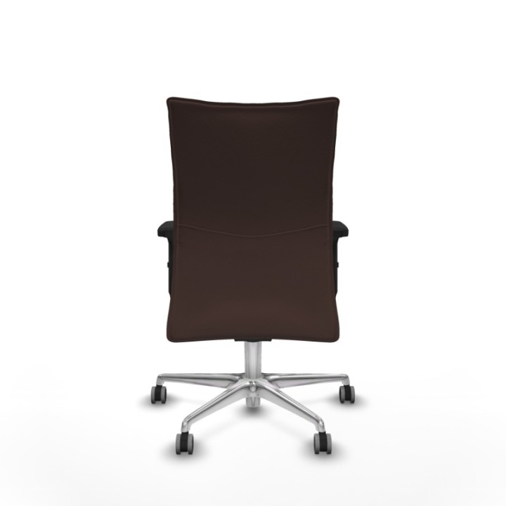 Albacete confidente sincro similpiel marrón oscuro brazos 2D base aluminio ruedas 65mm engomadas