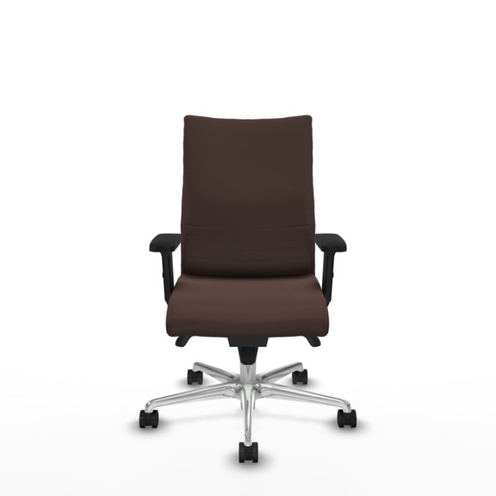 Albacete confidente sincro similpiel marrón oscuro brazos 2D base aluminio ruedas 65 mm nailon