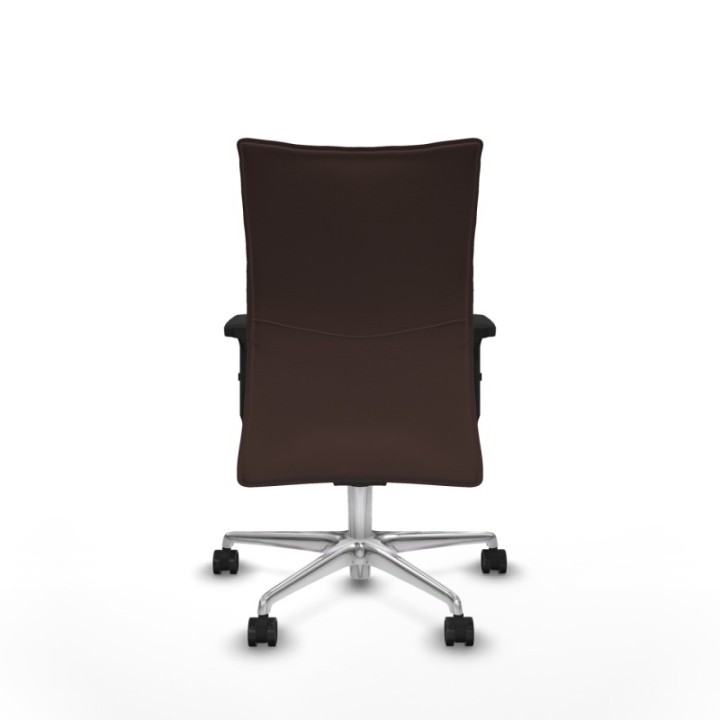 Albacete confidente sincro similpiel marrón oscuro brazos 2D base aluminio ruedas 65 mm nailon