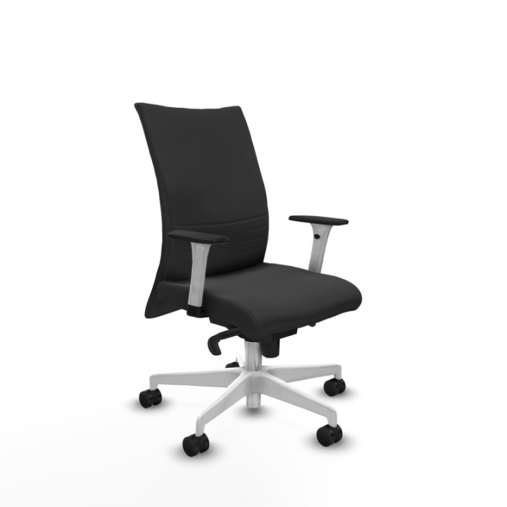 Albacete confidente sincro similpiel gris oscuro brazos 1D blancos base blanca ruedas 65 mm nailon