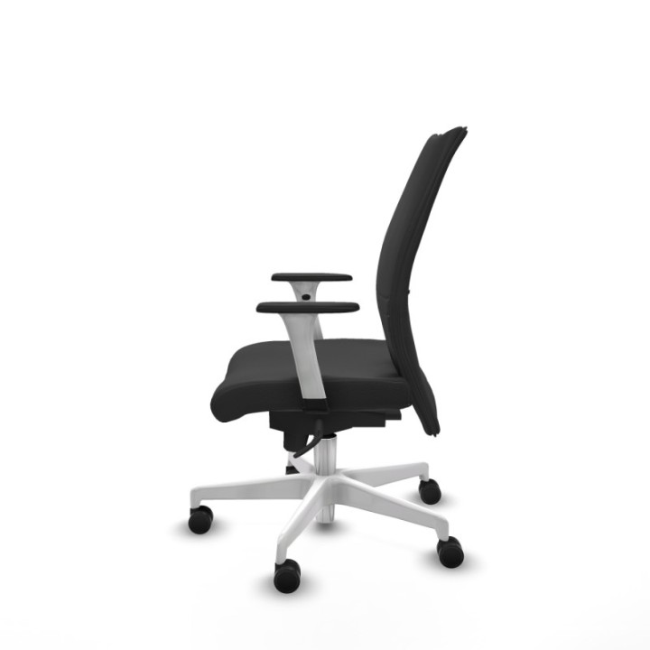 Albacete confidente sincro similpiel gris oscuro brazos 1D blancos base blanca ruedas 65 mm nailon