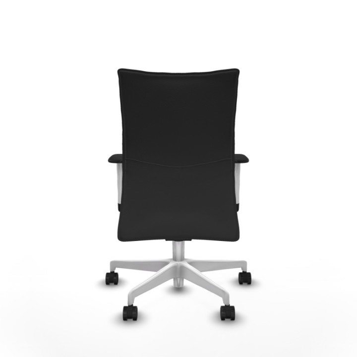 Albacete confidente sincro similpiel gris oscuro brazos 1D blancos base blanca ruedas 65 mm nailon