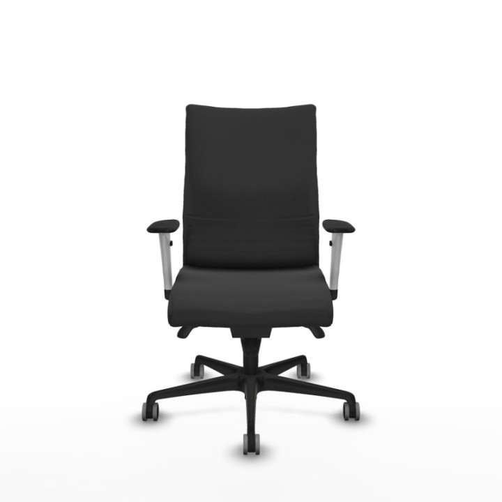 Albacete confidente sincro similpiel gris oscuro brazos 1D blancos base nailon ruedas 65mm engomadas