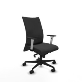 Albacete confidente sincro similpiel gris oscuro brazos 1D blancos base nailon ruedas 65 mm nailon