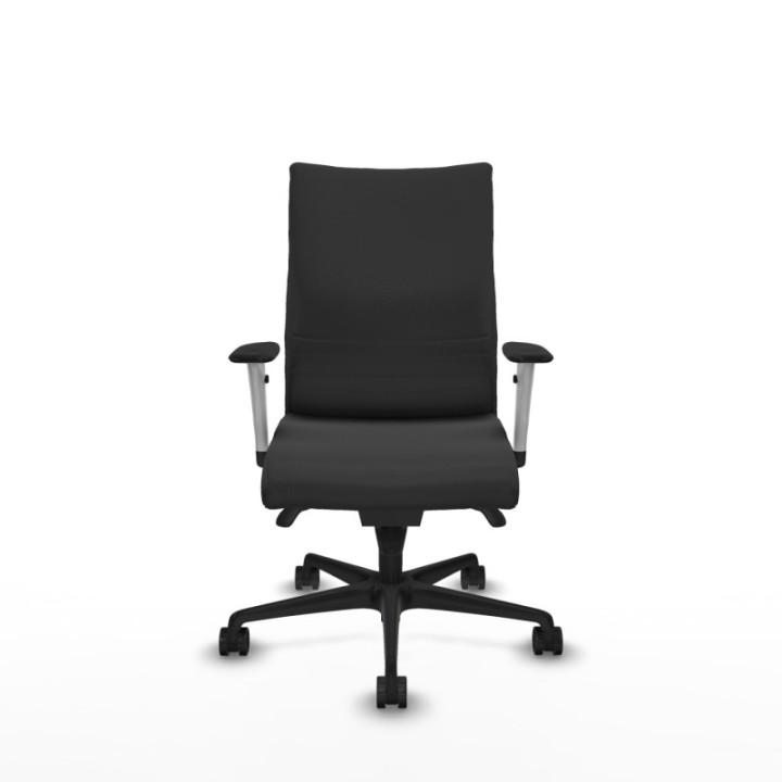 Albacete confidente sincro similpiel gris oscuro brazos 1D blancos base nailon ruedas 65 mm nailon