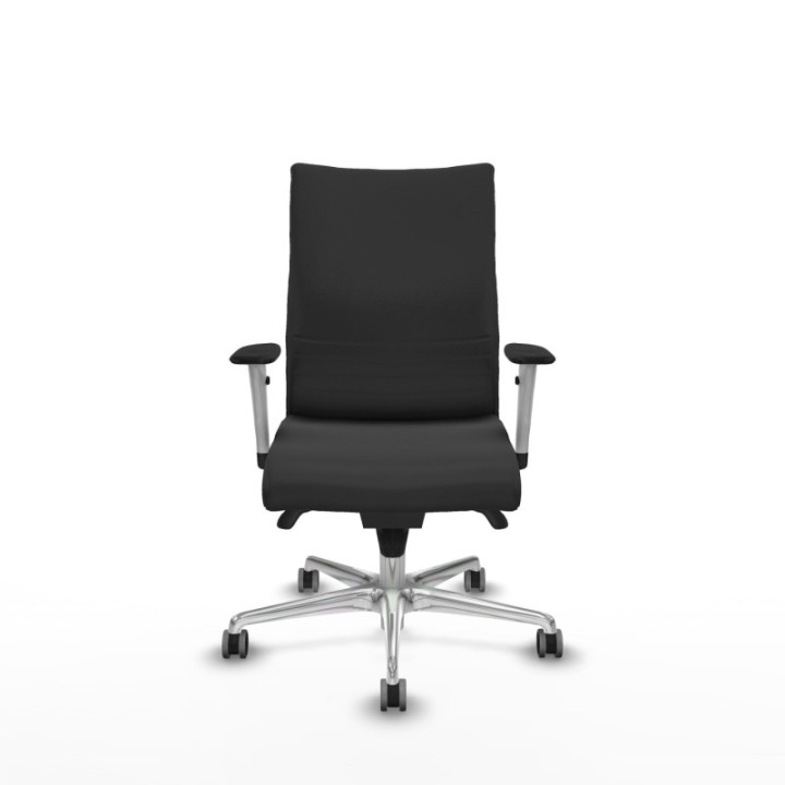 Albacete confidente sincro similpiel gris oscuro brazos 1D blancos base aluminio ruedas 65mm engomadas