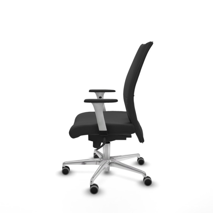 Albacete confidente sincro similpiel gris oscuro brazos 1D blancos base aluminio ruedas 65mm engomadas