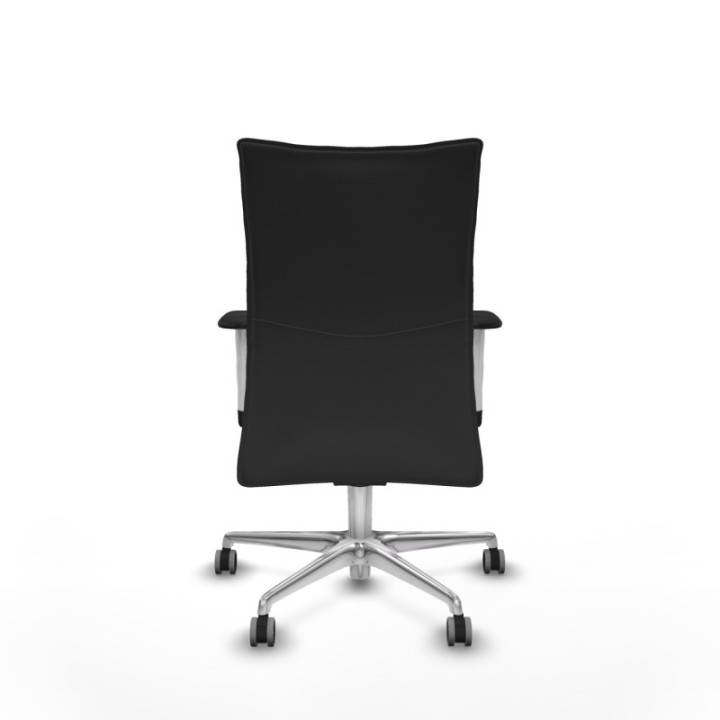 Albacete confidente sincro similpiel gris oscuro brazos 1D blancos base aluminio ruedas 65mm engomadas