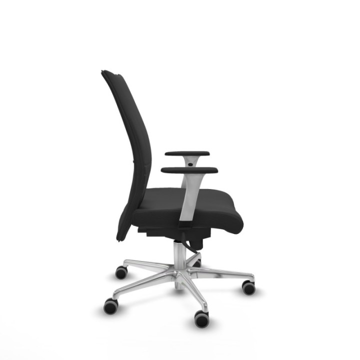 Albacete confidente sincro similpiel gris oscuro brazos 1D blancos base aluminio ruedas 65mm engomadas