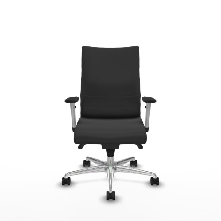 Albacete confidente sincro similpiel gris oscuro brazos 1D blancos base aluminio ruedas 65 mm nailon