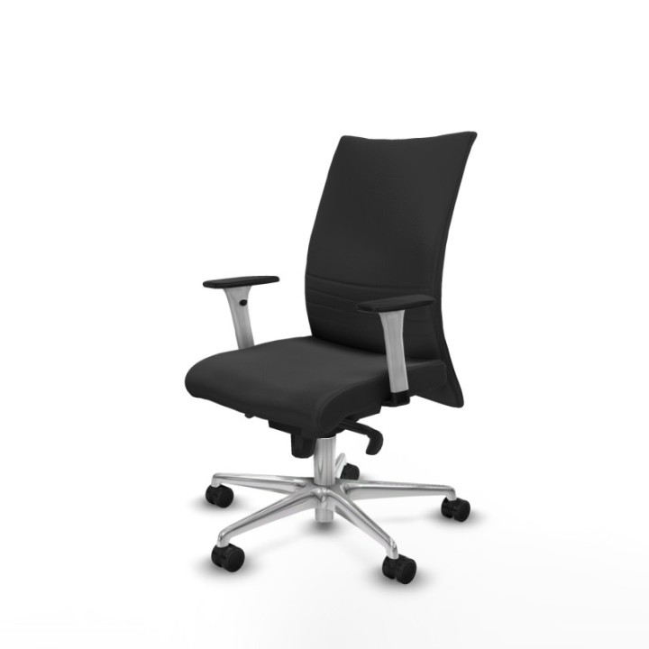 Albacete confidente sincro similpiel gris oscuro brazos 1D blancos base aluminio ruedas 65 mm nailon