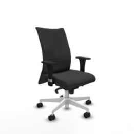 Albacete confidente sincro similpiel gris oscuro brazos 1D base blanca ruedas 65 mm nailon