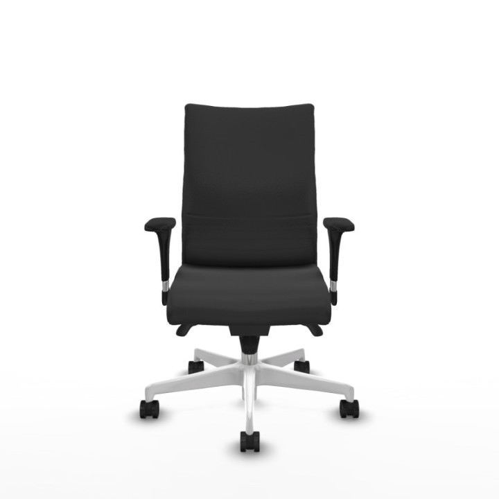 Albacete confidente sincro similpiel gris oscuro brazos 1D base blanca ruedas 65 mm nailon