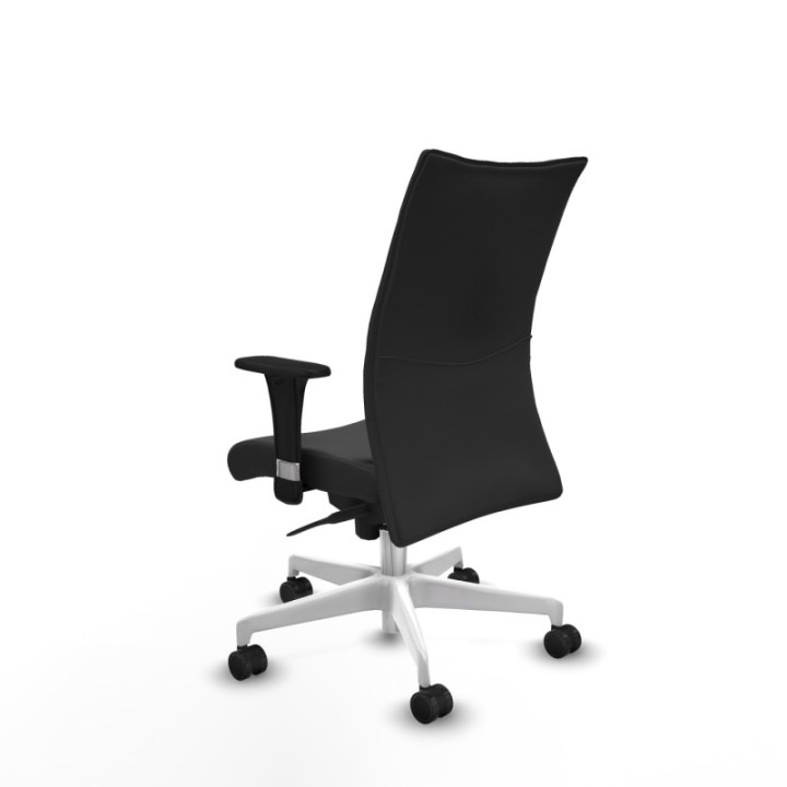 Albacete confidente sincro similpiel gris oscuro brazos 1D base blanca ruedas 65 mm nailon