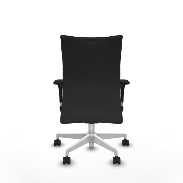 Albacete confidente sincro similpiel gris oscuro brazos 1D base blanca ruedas 65 mm nailon