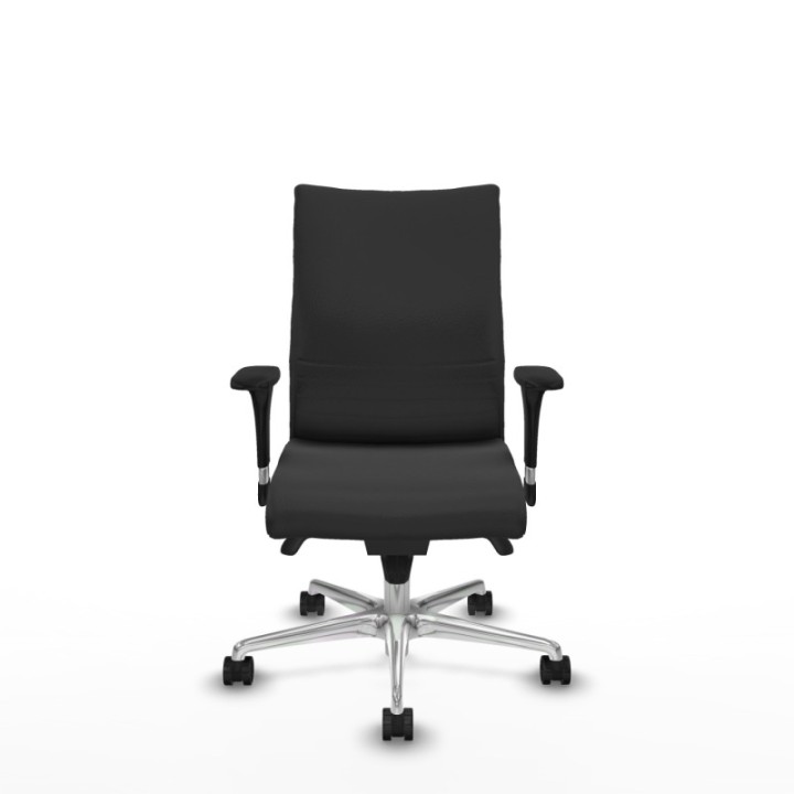 Albacete confidente sincro similpiel gris oscuro brazos 1D base aluminio ruedas 65 mm nailon