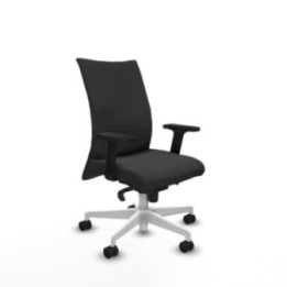 Albacete confidente sincro similpiel gris oscuro brazos 2D base blanca ruedas 65 mm nailon