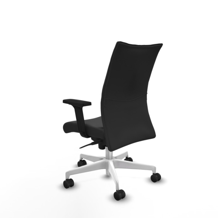 Albacete confidente sincro similpiel gris oscuro brazos 2D base blanca ruedas 65 mm nailon