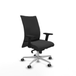 Albacete confidente sincro similpiel gris oscuro brazos 2D base aluminio ruedas 65mm engomadas