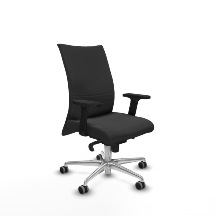 Albacete confidente sincro similpiel gris oscuro brazos 2D base aluminio ruedas 65mm engomadas