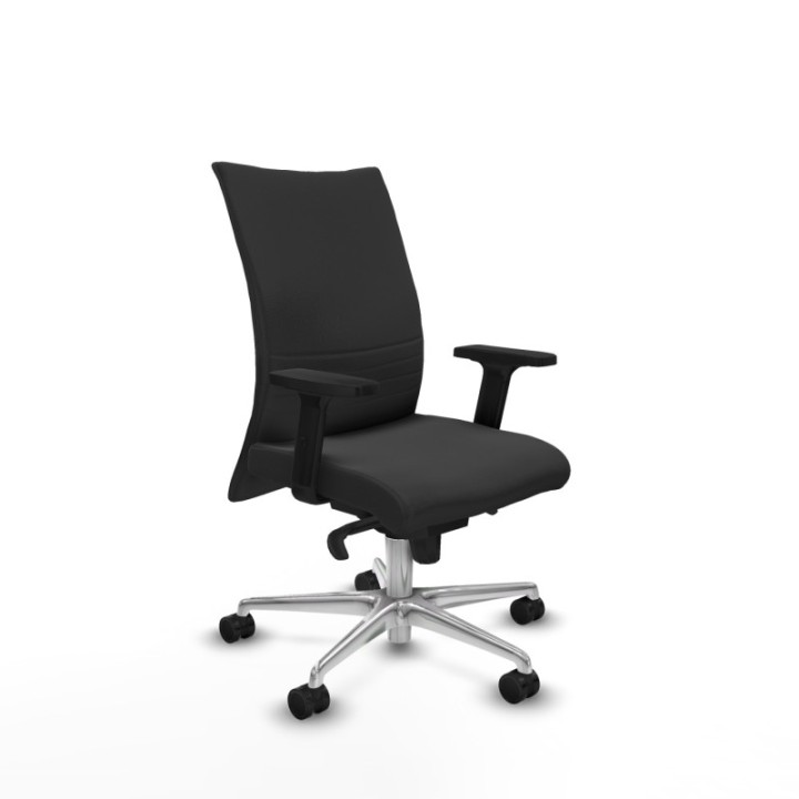 Albacete confidente sincro similpiel gris oscuro brazos 2D base aluminio ruedas 65 mm nailon